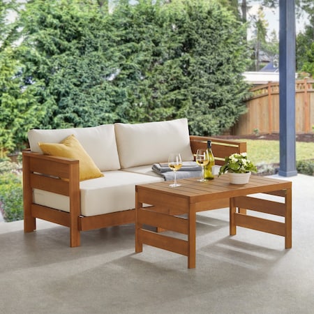 Alaterre Furniture Barton Weather-Resistant Set of 2 Outdoor Patio Furniture Set, 2-Seat Outdoor Couch, Coffee Table 80-OUTD-WD-2SOFA-S1